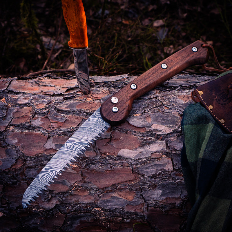 Söderfors Foldable Saw 180 mm - Walnut & Damascus Steel